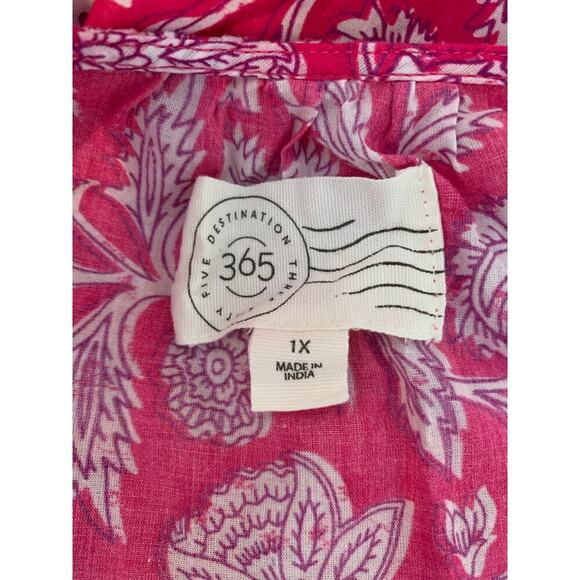 Destination 365 Women’s Pink Floral Blouse Size 1X – Half Sleeve Lightweight Top - Picture 7 of 7